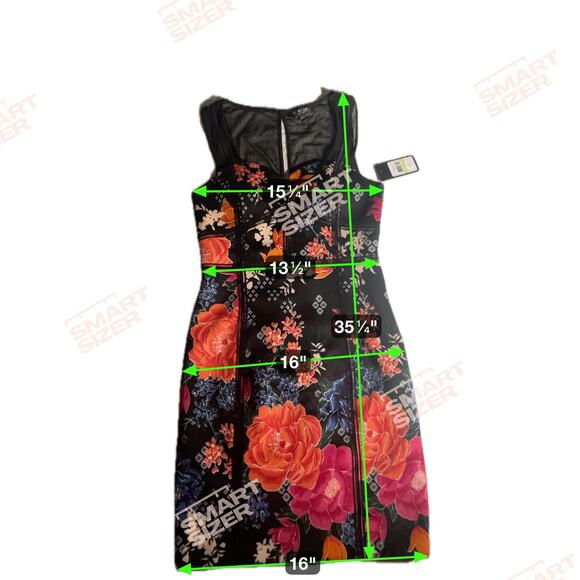 Guess Dress Womens Size 4 NWT Black Floral Sleeveless Mesh Panel Short Bodycon - Picture 3 of 7